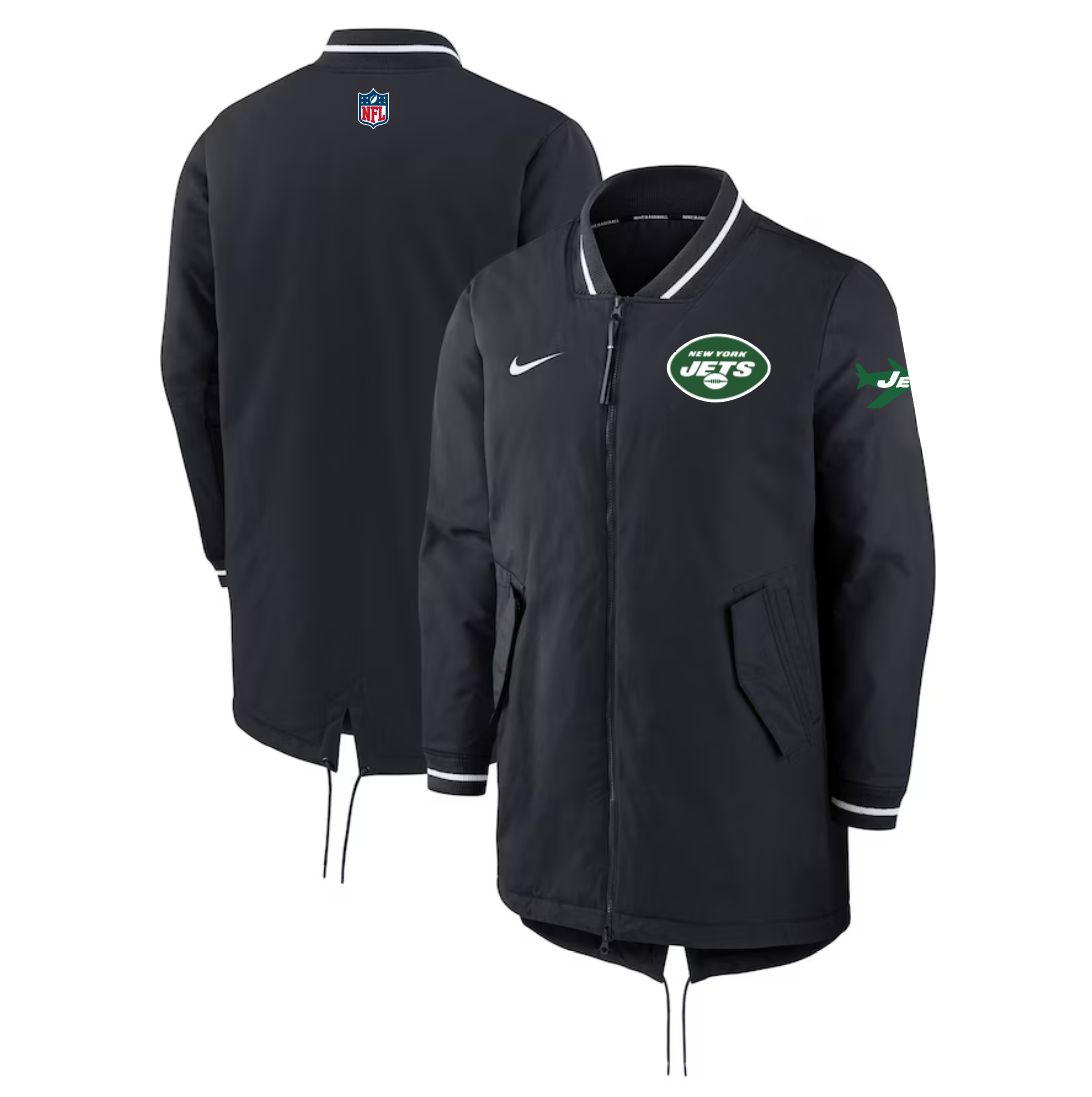 Men 2026 NFL New York Jets black Extended Cotton Jacket style 02